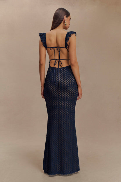Robe Maxi en Dentelle Ezra - Bleu Marine