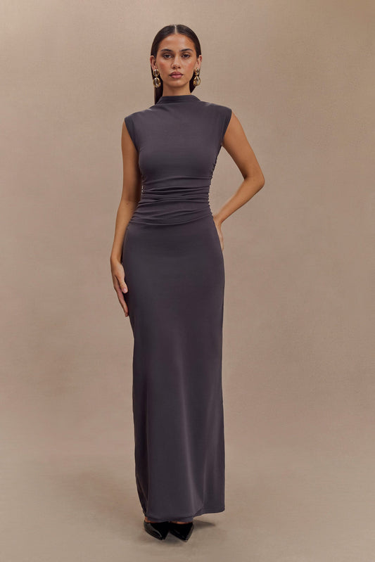 Robe Maxi Sans Manches à Col Haut Elliot - Gris Anthracite