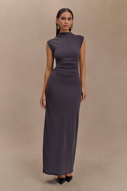 Robe Maxi Sans Manches à Col Haut Elliot - Gris Anthracite