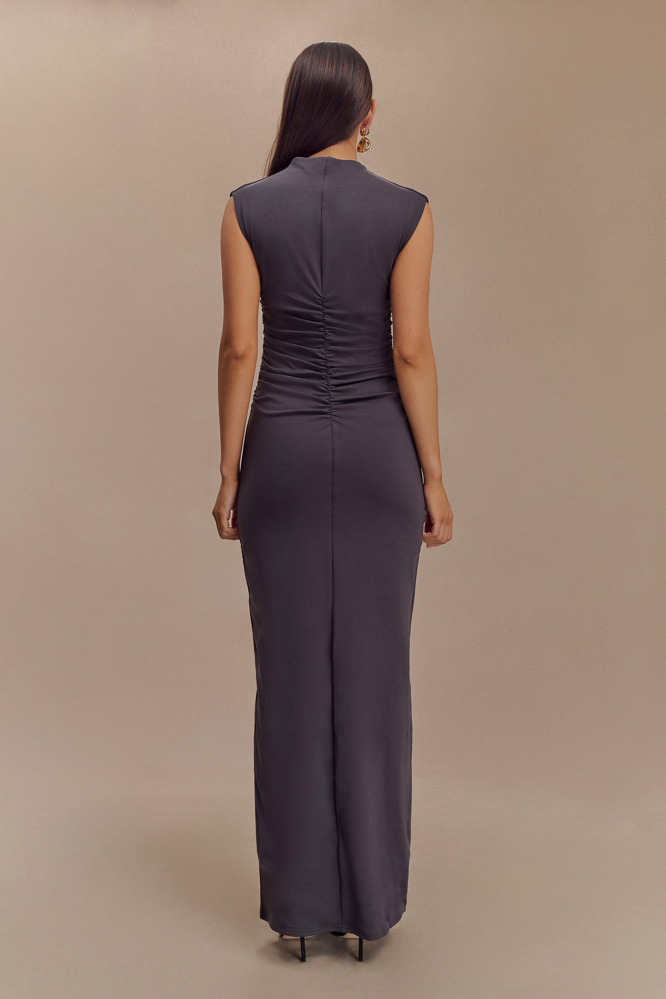 Robe Maxi Sans Manches à Col Haut Elliot - Gris Anthracite