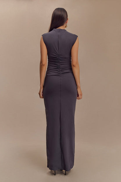 Robe Maxi Sans Manches à Col Haut Elliot - Gris Anthracite