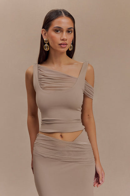 Top sans manches Jules en nylon et maille recyclés - Taupe
