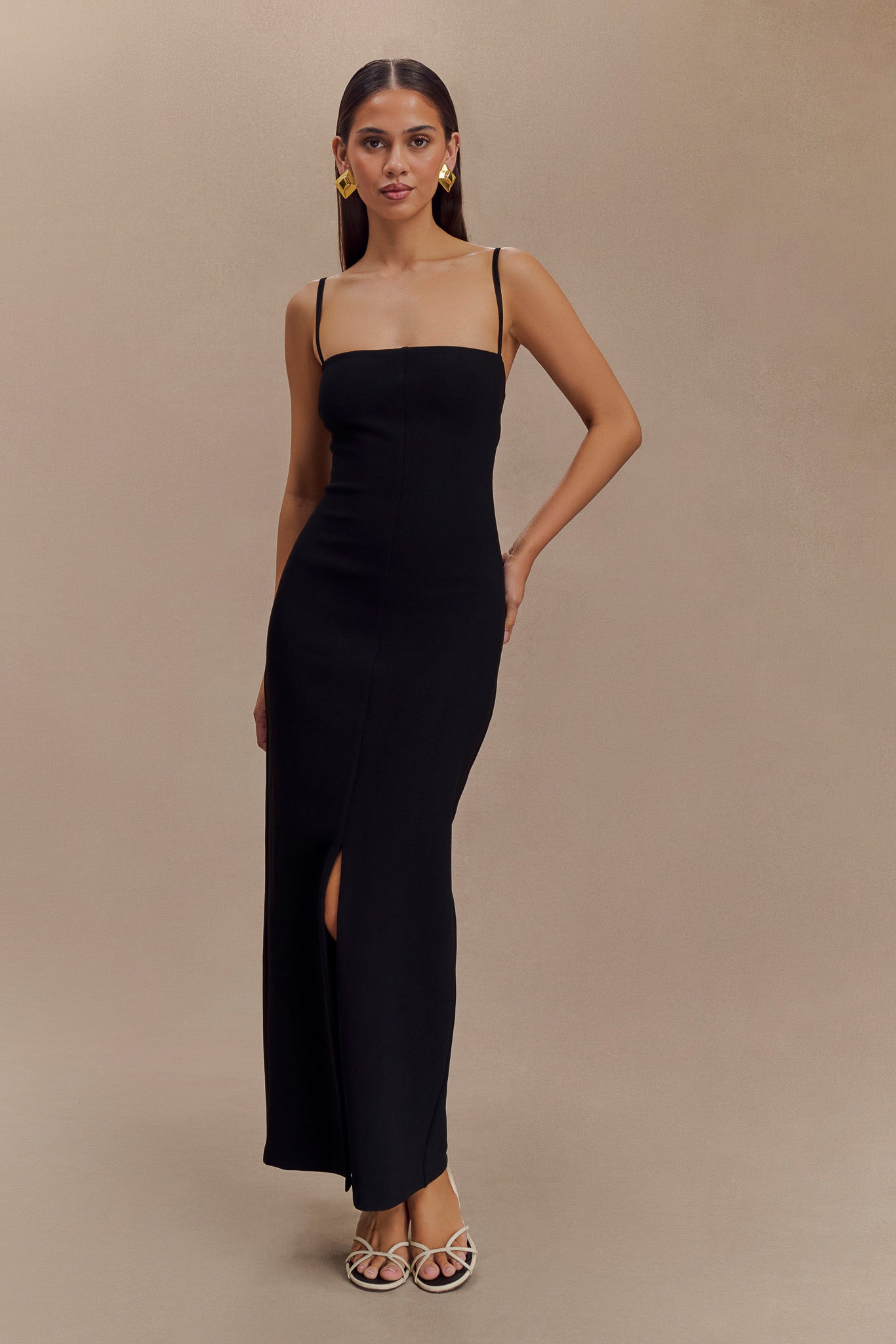 Robe Maxi en Crêpe Delia - Noir