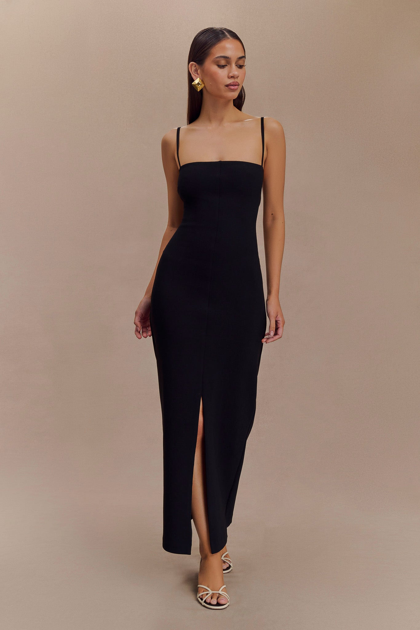 Robe Maxi en Crêpe Delia - Noir
