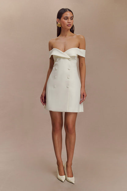 Mini-robe tailleur à épaules dénudées Noelle - Ivoire