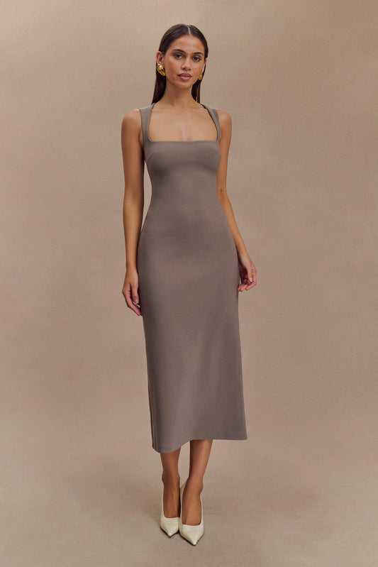 Robe midi en crêpe Frida - Gris fumé