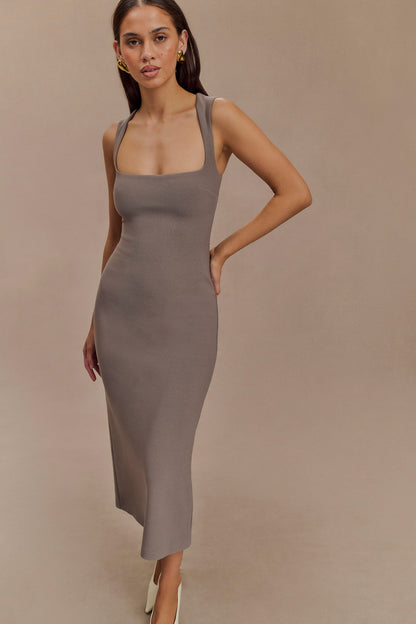 Robe midi en crêpe Frida - Gris fumé