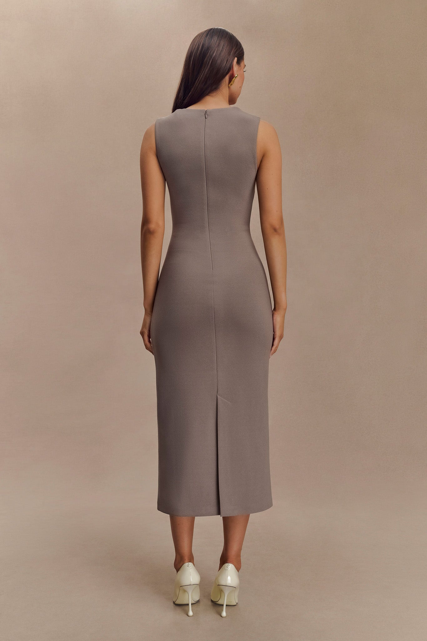 Robe midi en crêpe Frida - Gris fumé