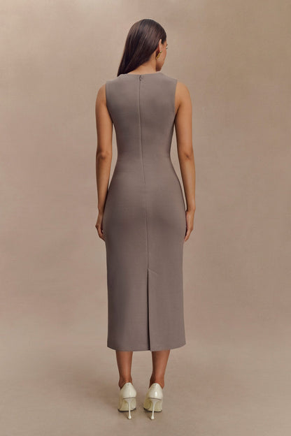Robe midi en crêpe Frida - Gris fumé