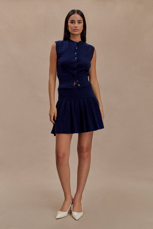 Jupe mini en jersey plissé Dionne - Bleu marine foncé