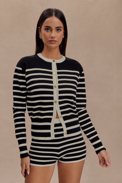 Short en tricot rayé Tabitha - Noir/Blanc
