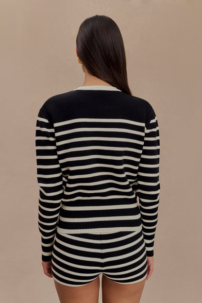 Short en tricot rayé Tabitha - Noir/Blanc