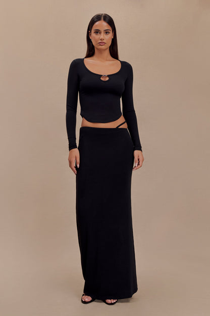 Jupe Maxi Natalia en Modal avec Boucle - Noir