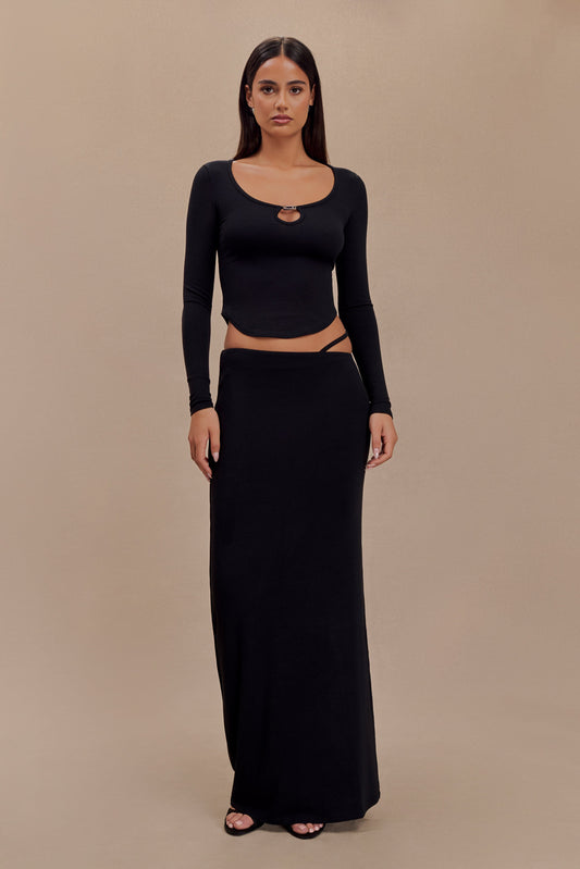 Jupe Maxi Natalia en Modal avec Boucle - Noir