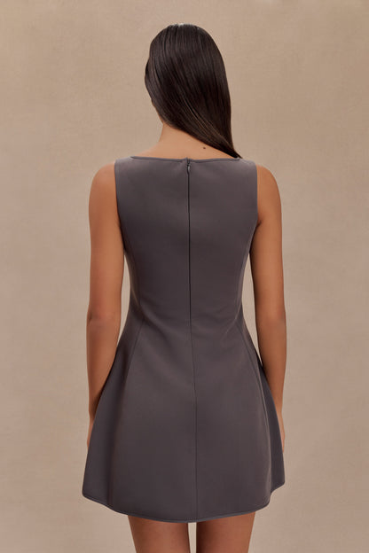 Mini-robe tailleur sans manches Evanna - Gris anthracite