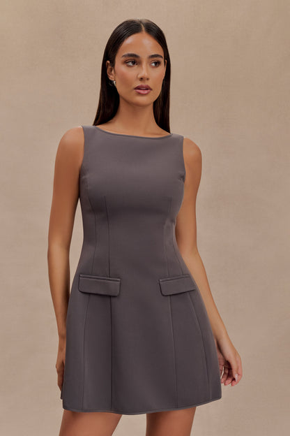 Mini-robe tailleur sans manches Evanna - Gris anthracite