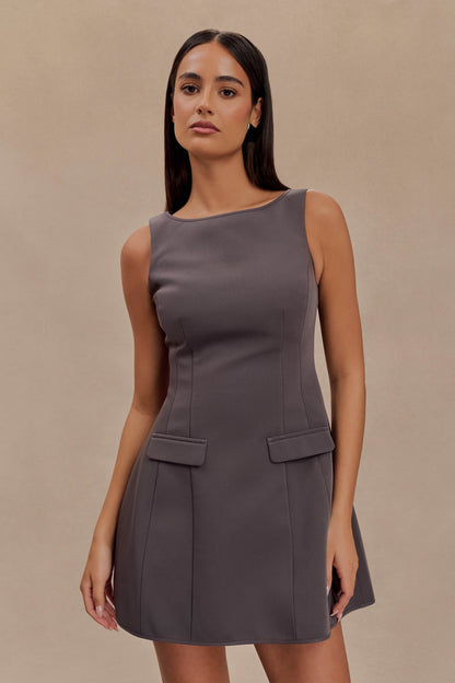 Mini-robe tailleur sans manches Evanna - Gris anthracite