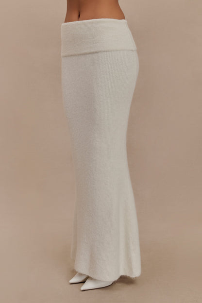 Jupe Maxi Tricot Charlotte avec Superposition - Ivoire