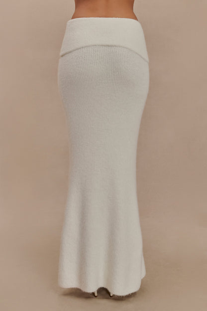 Jupe Maxi Tricot Charlotte avec Superposition - Ivoire