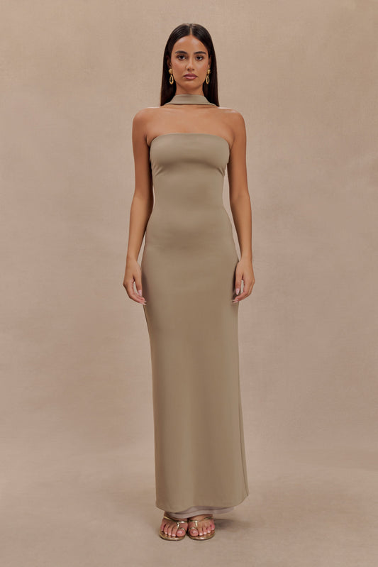 Robe Maxi Velma à Col Halter - Champignon