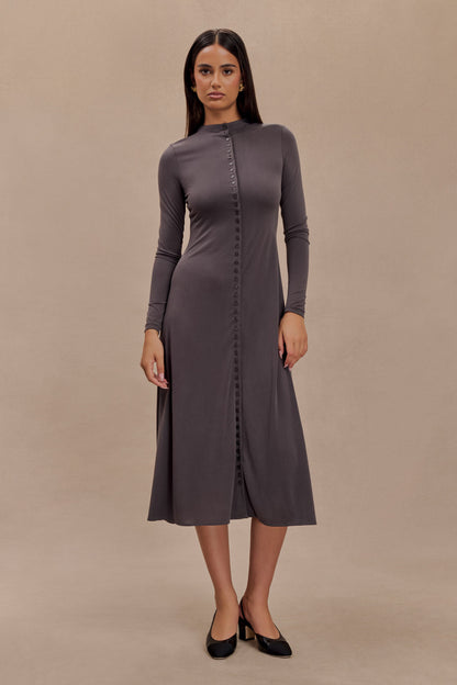 Robe midi en jersey de pêche Anders - Anthracite