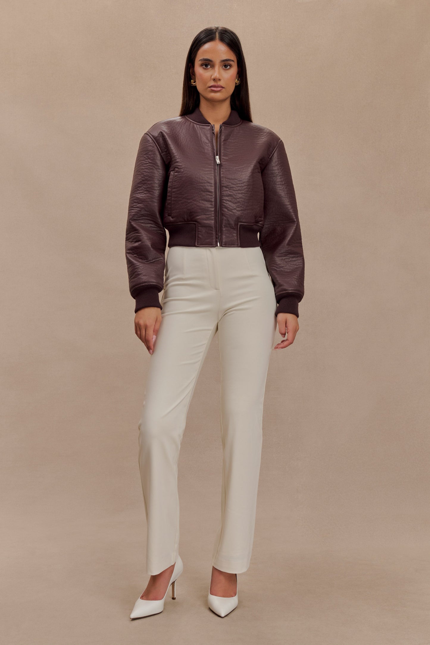 Veste bomber en simili cuir Codi - Merlot