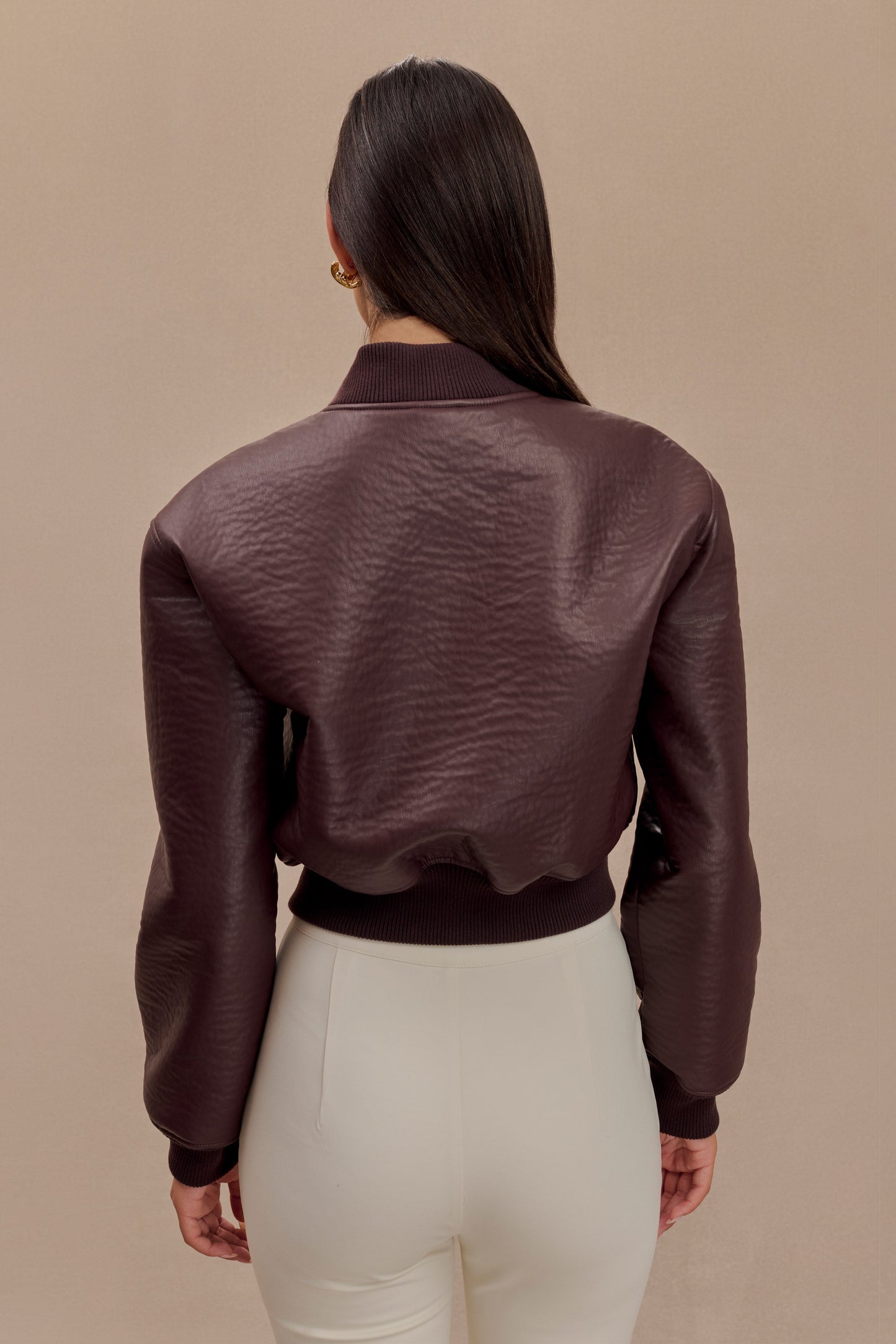 Veste bomber en simili cuir Codi - Merlot