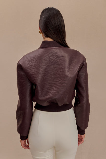 Veste bomber en simili cuir Codi - Merlot