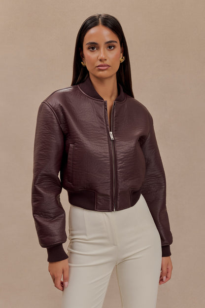Veste bomber en simili cuir Codi - Merlot