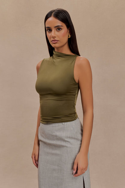 Haut moulant sans manches Hadleigh - Olive foncé