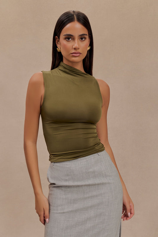 Haut moulant sans manches Hadleigh - Olive foncé