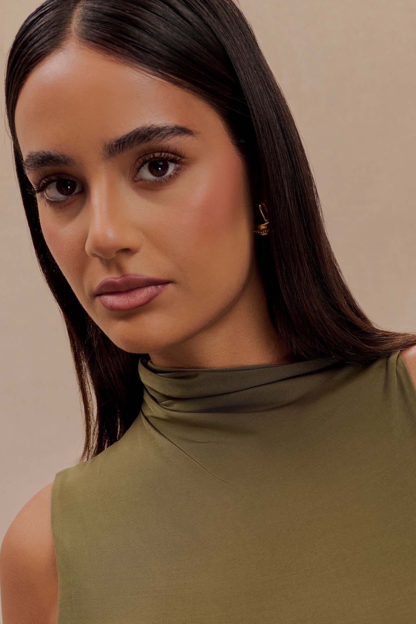 Haut moulant sans manches Hadleigh - Olive foncé