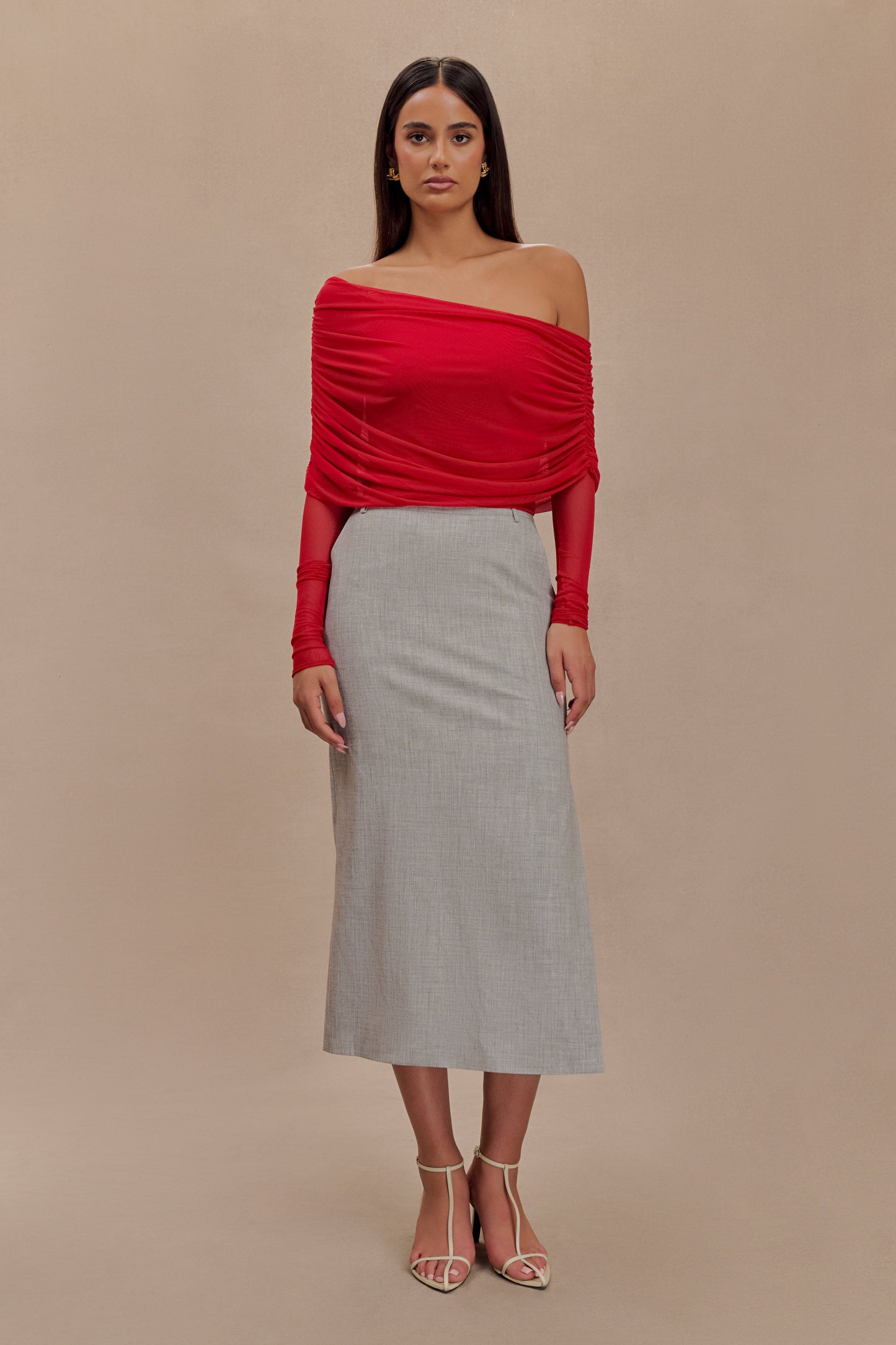 Top en maille transparente à épaules dénudées Everly - Ruby