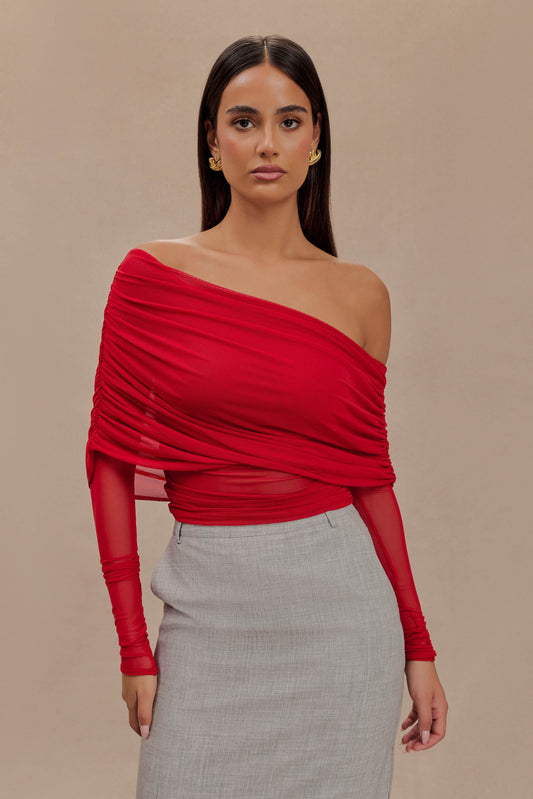 Top en maille transparente à épaules dénudées Everly - Ruby