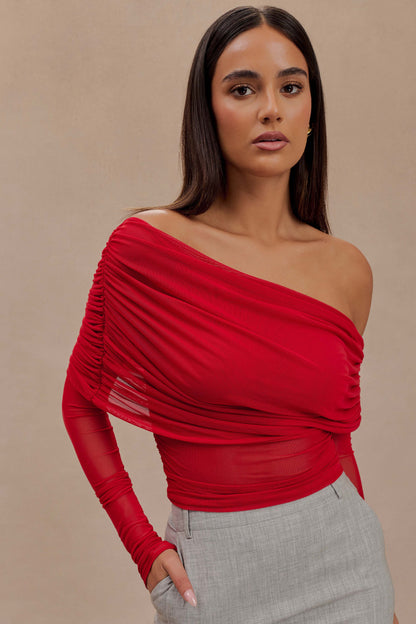 Top en maille transparente à épaules dénudées Everly - Ruby