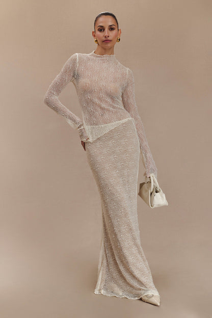 Jupe Maxi en Dentelle Transparent Robyn - Ivoire