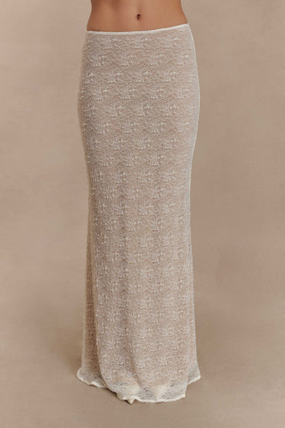 Jupe Maxi en Dentelle Transparent Robyn - Ivoire