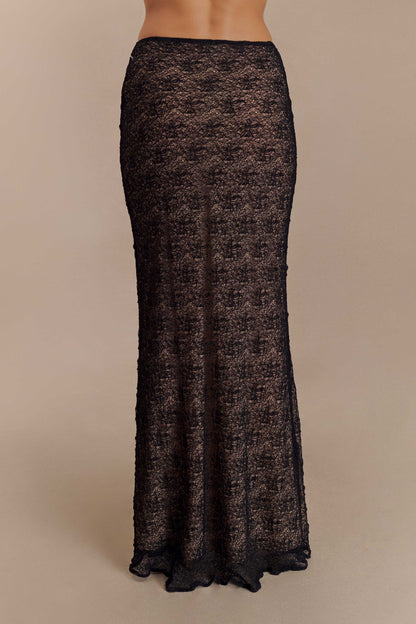 Jupe Maxi en Dentelle Transparent Robyn - Noir