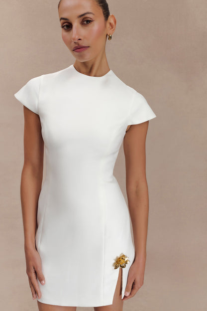 Mini-robe tailleur Remi avec ornements floraux - Blanc
