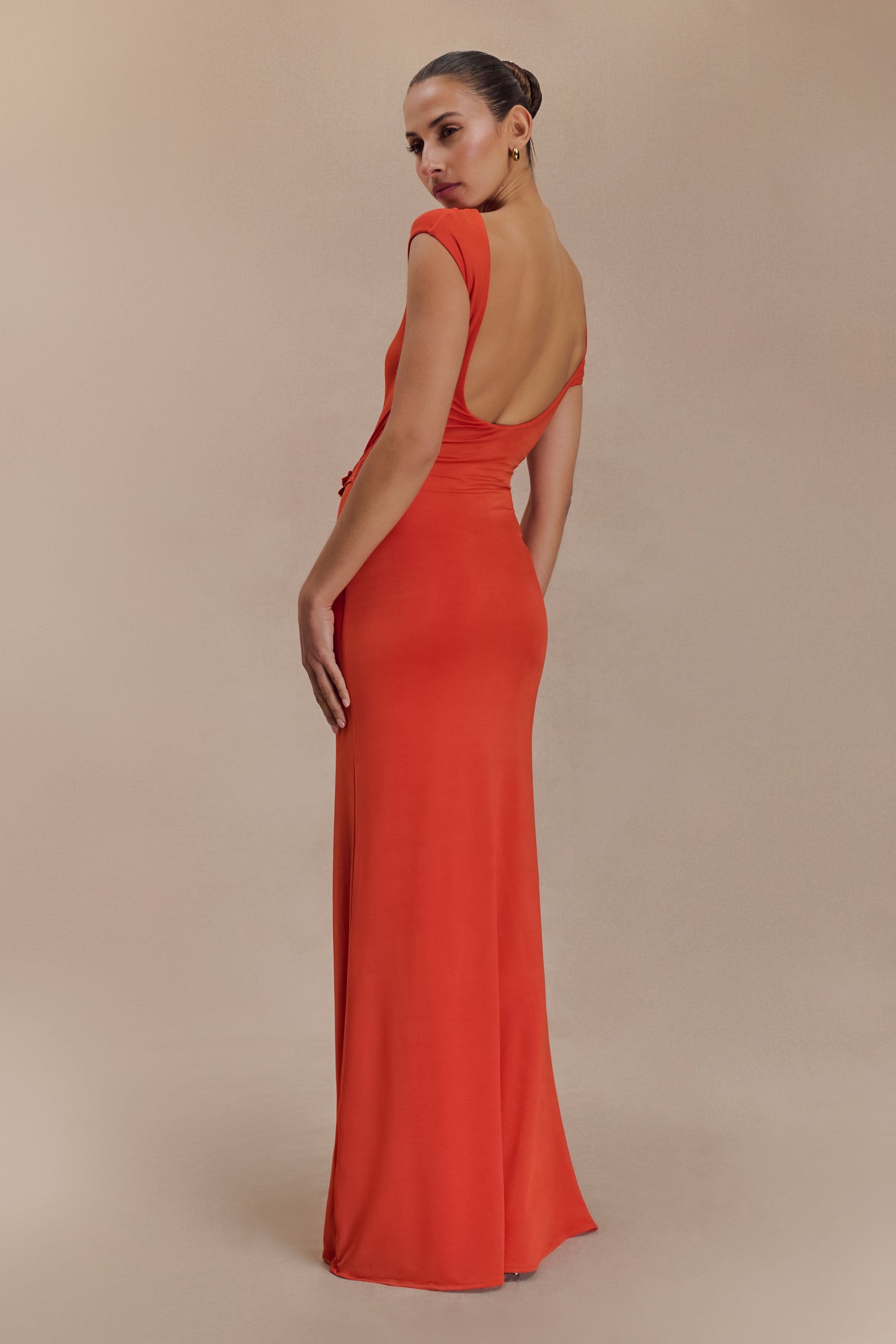Robe Maxi Kaida Étroite avec Accroches - Orange Brûlé