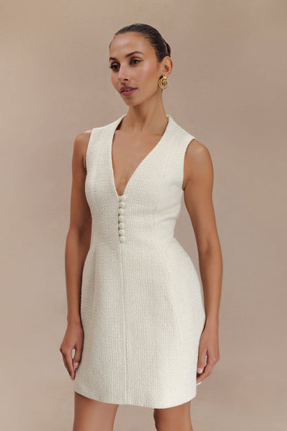 Mini-robe bouclée à plis Danna - Blanche