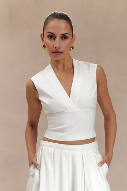 Top sans manches croisé Jemima - Blanc