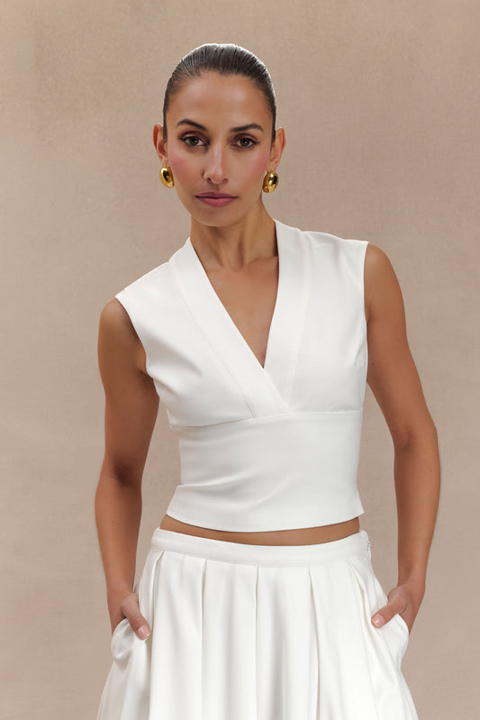 Top sans manches croisé Jemima - Blanc