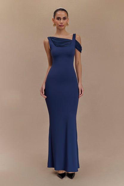 Robe maxi sans manches Janette en nylon et maille recyclés - Bleu marine