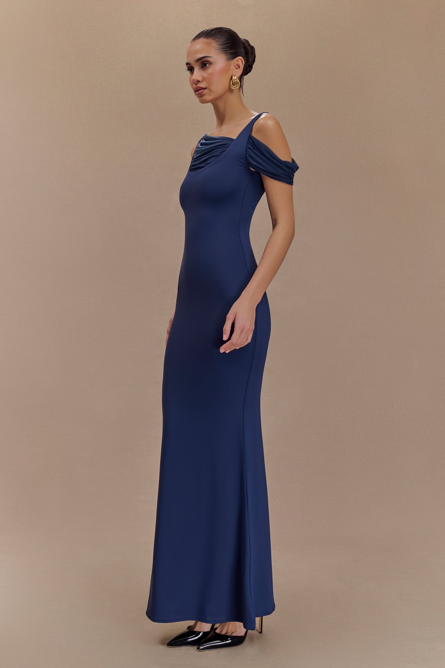 Robe maxi sans manches Janette en nylon et maille recyclés - Bleu marine