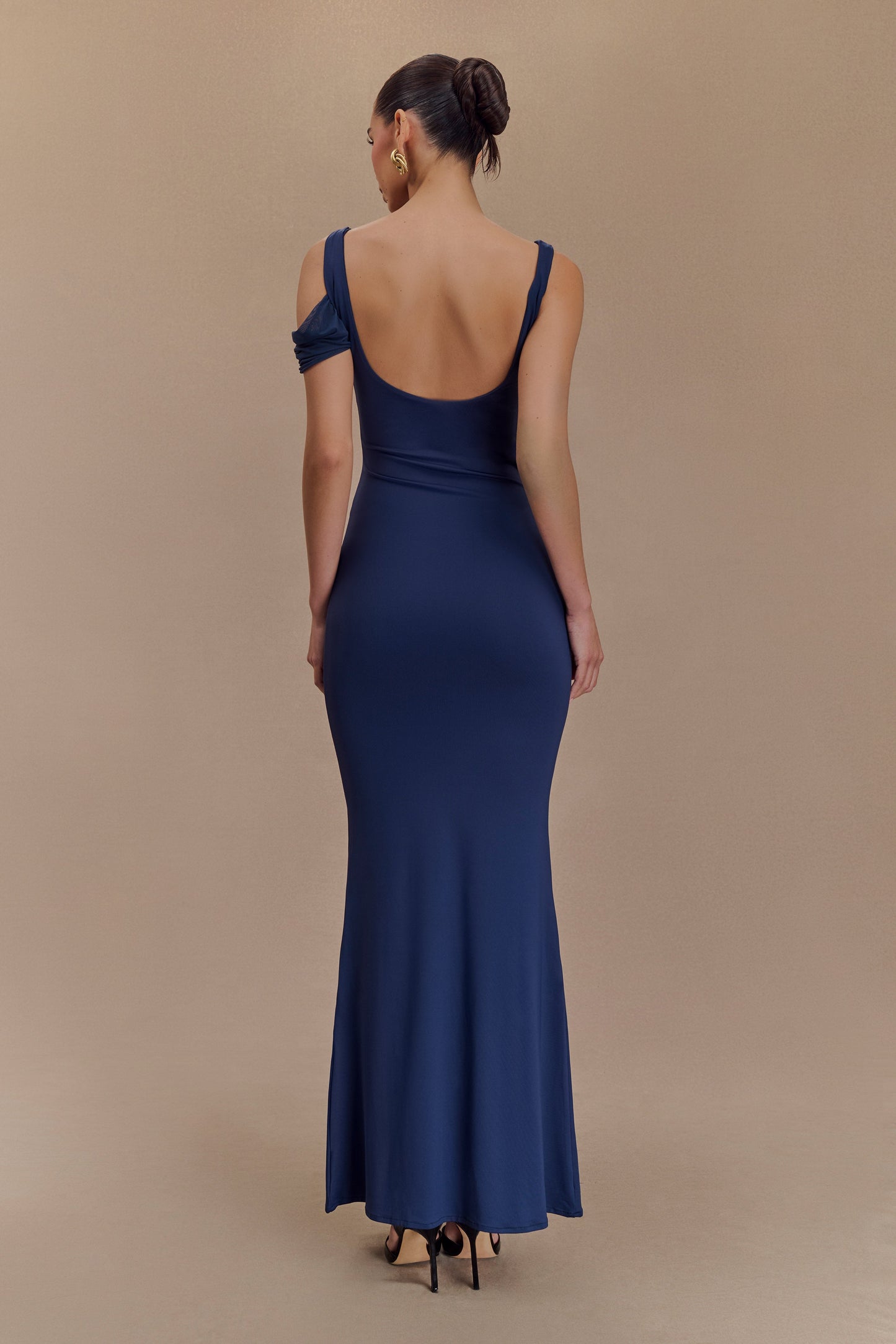 Robe maxi sans manches Janette en nylon et maille recyclés - Bleu marine