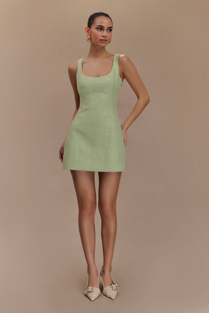 Mini-robe en tweed Beth - Vert pastel