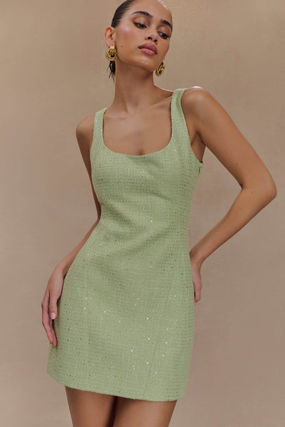 Mini-robe en tweed Beth - Vert pastel