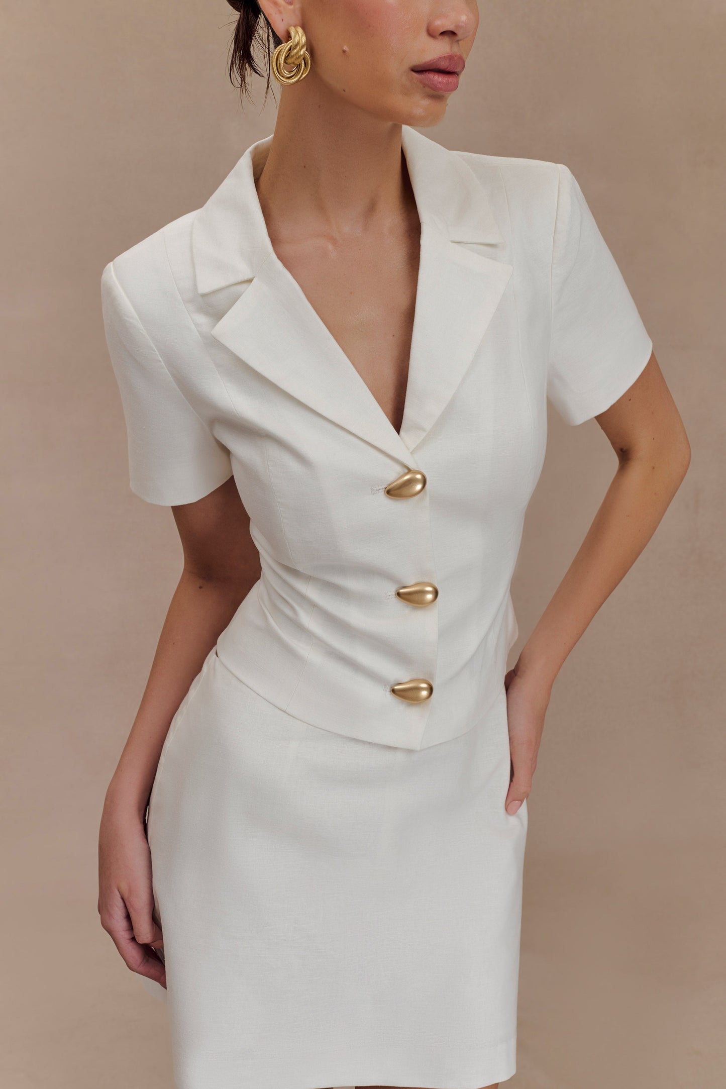 Veste en lin Ciara - Blanche