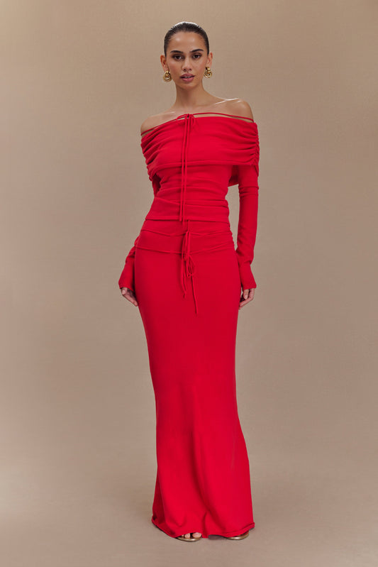 Jupe Maxi Tricot Polly - Rouge